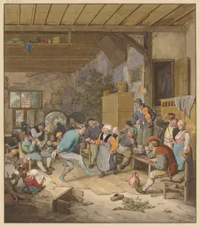 Dancing peasants in the tavern, 17th-18th century? Creator: Regnu