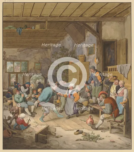 Dancing peasants in the tavern, 17th-18th century? Creator: Regnu.