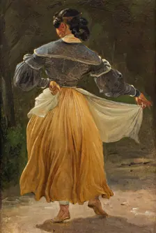 Dancing Roman Woman. Study for Romans Gathered for Merriment at an Osteria, before 1838. Creator: Wilhelm Marstrand