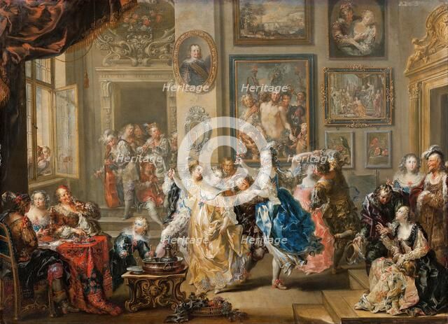 Dancing scene with palace interior , 1731-1734. Creator: Platzer, Johann Georg (1704-1761).