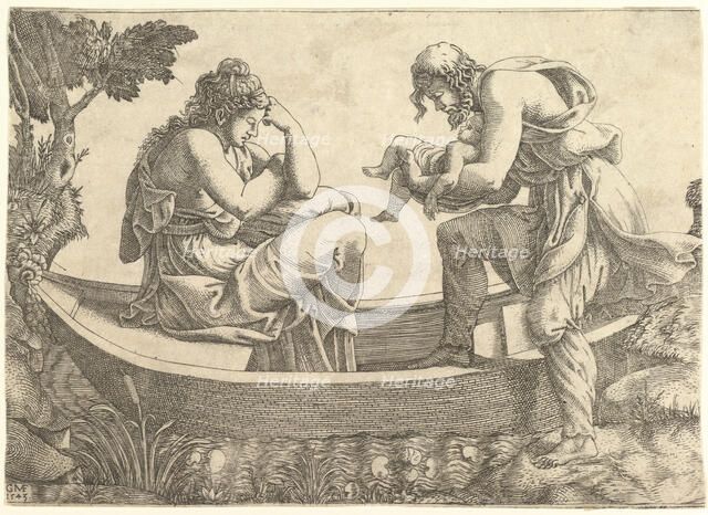 Danae and the infant Perseus cast out to sea by Acrisius, 1543. Creator: Giorgio Ghisi.