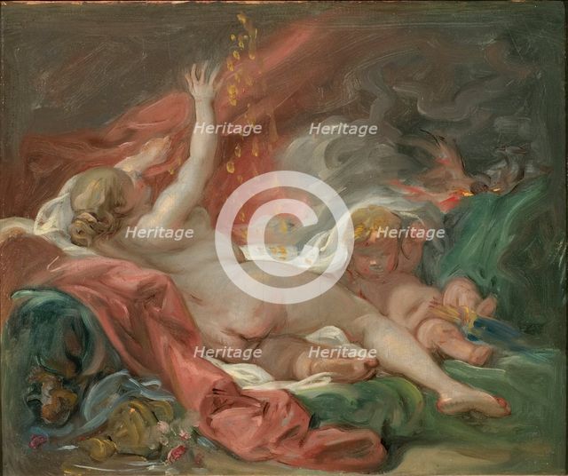 Danaë and the Shower of Gold. Study, mid-late 18th century. Creator: Francois Boucher.