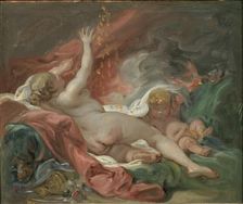 Danaë and the Shower of Gold. Study, mid-late 18th century. Creator: Francois Boucher
