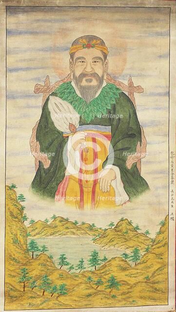 Dangun, the founder of the first Korean kingdom, on the Baekdu Mountain, First half of 19th cent. Creator: Anonymous.