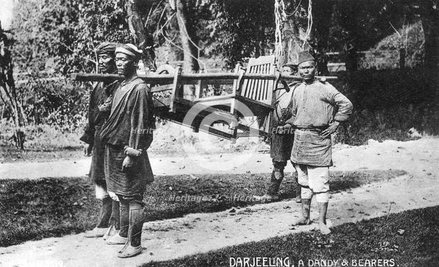 'Dandy and Bearers, Darjeeling', India, early 20th century. Artist: Unknown