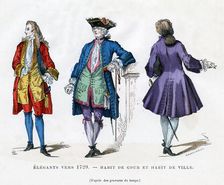 Dandy of c1729, court dress and town dress, (1882-1884).Artist: Tamisier