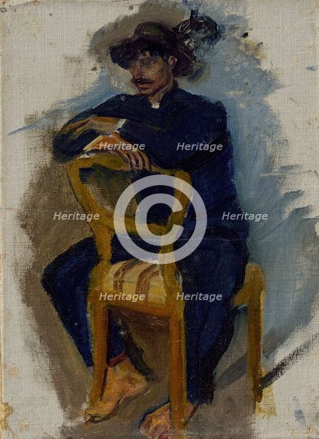 Dandy Seated on a Chair in the Biedermeier Style, 1910-1914. Creator: Ladislav Mednyanszky.