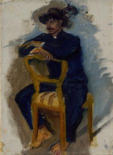 Dandy Seated on a Chair in the Biedermeier Style, 1910-1914. Creator: Ladislav Mednyanszky