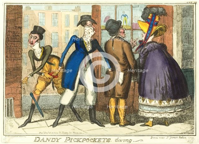 Dandy Pickpockets Diving, published December 2, 1818. Creator: Isaac Robert Cruikshank.