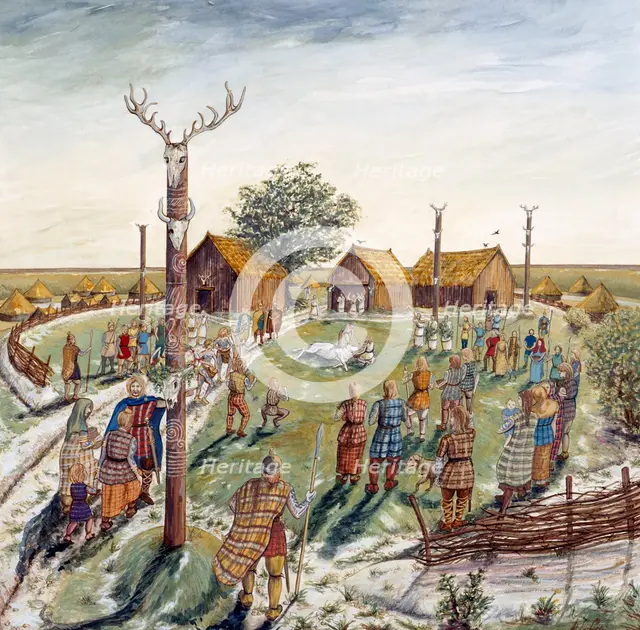 Danebury Hill Fort, c2nd century BC, (c1990-2010). Artist: Karen Guffogg.