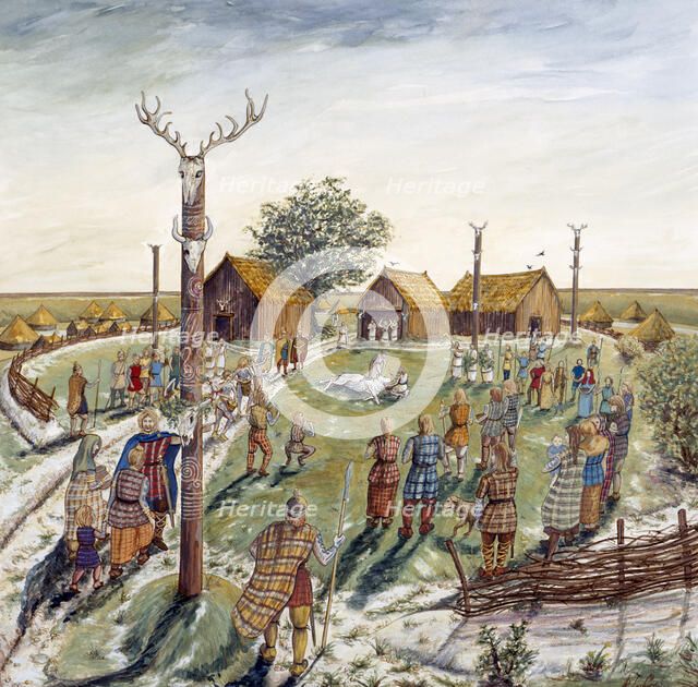 Danebury Hill Fort, c2nd century BC, (c1990-2010). Artist: Karen Guffogg.