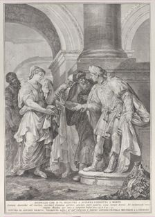 Daniel argues with the elders while Susanna stands at left, 1732-50. Creator: Pietro Monaco