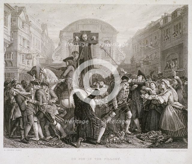 Daniel Defoe in the Pillory, Temple Bar, London, c1840?. Artist: JC Armytage