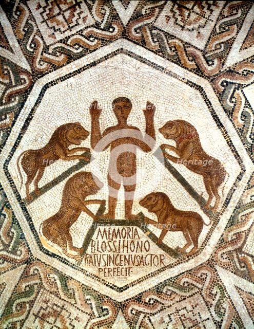 Daniel in the lions' den, Roman mosaic, 5th century. Artist: Unknown