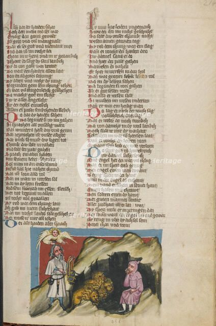 Daniel in the Lions' Den; Weltchronik, about 1400-1410. Creator: Unknown.