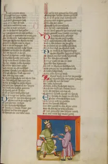 Daniel Interpreting Nebuchadnezzar's Dream; Weltchronik, about 1400-1410. Creator: Unknown