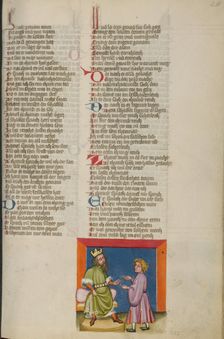 Daniel Interpreting Nebuchadnezzar's Dream; Weltchronik, about 1400-1410. Creator: Unknown