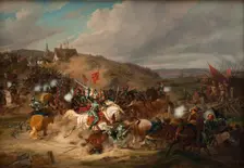 Daniel Rantzau seizes Tureby Bridge in Skåne during the Seven Years War, c1839. Creator: Holm, Christian Frederik Carl (1804-1846)