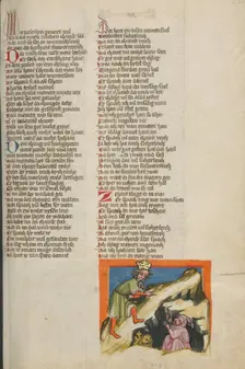 Daniel's Rescue from the Lions Den; Weltchronik, about 1400-1410. Creator: Unknown