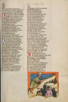 Daniel's Rescue from the Lions Den; Weltchronik, about 1400-1410. Creator: Unknown