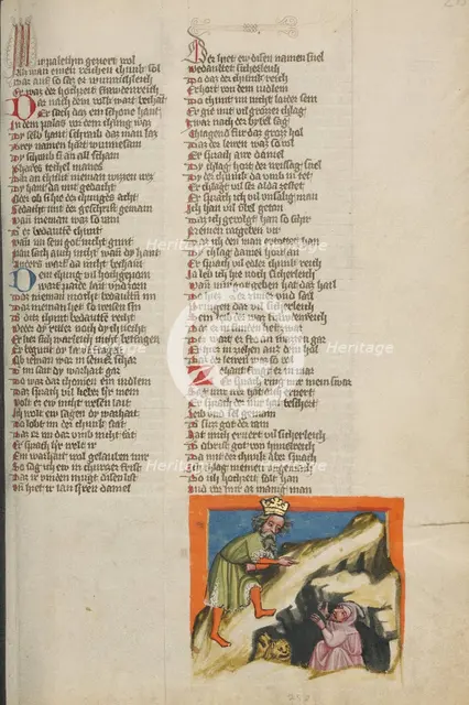 Daniel's Rescue from the Lions' Den; Weltchronik, about 1400-1410. Creator: Unknown.
