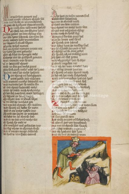 Daniel's Rescue from the Lions' Den; Weltchronik, about 1400-1410. Creator: Unknown.