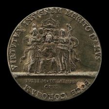 Daniele Renier Enthroned between Justice and Prudence [reverse], before 1534. Creator: Giulio della Torre