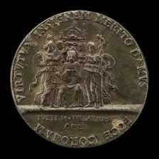 Daniele Renier Enthroned between Justice and Prudence [reverse], before 1534. Creator: Giulio della Torre