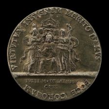 Daniele Renier Enthroned between Justice and Prudence [reverse], before 1534. Creator: Giulio della Torre
