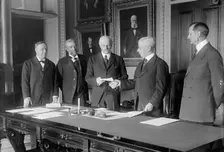 Daniels, Josephus, Secretary of The Navy, 1913-1921; Brun, Constantine, Ambassador from..., 1917. Creator: Harris & Ewing
