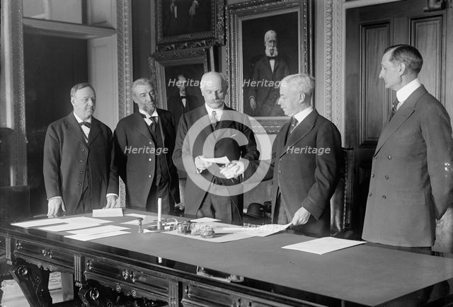Daniels, Josephus, Secretary of The Navy, 1913-1921; Brun, Constantine, Ambassador from..., 1917. Creator: Harris & Ewing.