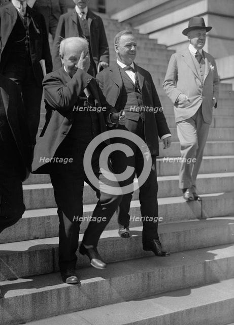 Daniels, Josephus, Secretary of The Navy, 1913-1921. with Edison, 1917. Creator: Harris & Ewing.