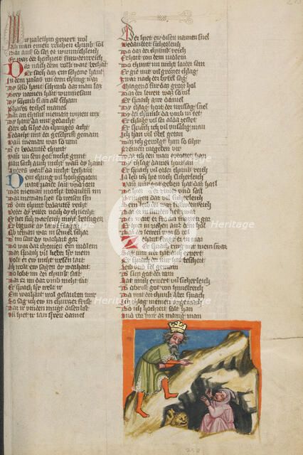 Daniel's Rescue from the Lions' Den; Weltchronik, about 1400-1410. Creator: Unknown.