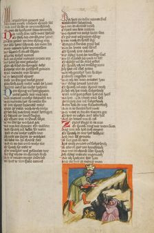 Daniel's Rescue from the Lions Den; Weltchronik, about 1400-1410. Creator: Unknown