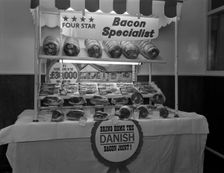 Danish Bacon pre packed meat display, Kilnhurst, South Yorkshire, 1963. Creator: Michael Walters