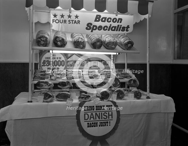 Danish Bacon pre packed meat display, Kilnhurst, South Yorkshire, 1963. Creator: Michael Walters.