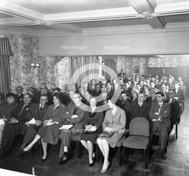 Danish Bacon (wholesale) meeting for grocers from the Doncaster area, South Yorkshire, 1961. Artist: Michael Walters