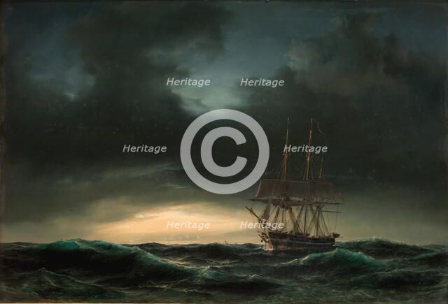 Danish corvette after a storm, 1848. Creator: Anton Melbye.