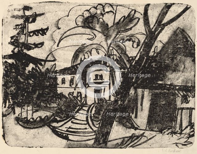 Danish Farm with Manor House, 1912. Creator: Ernst Kirchner.