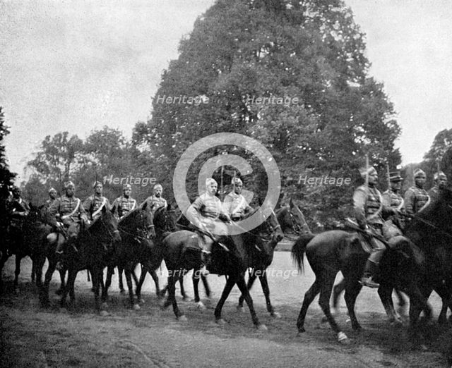 Danish Hussars at Bernsdorff, 1908. Artist: Queen Alexandra