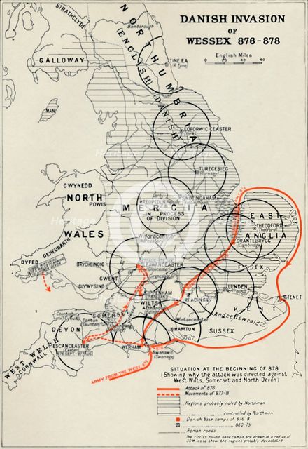 'Danish Invasion of Wessex 876-878', (1935). Artist: Unknown.