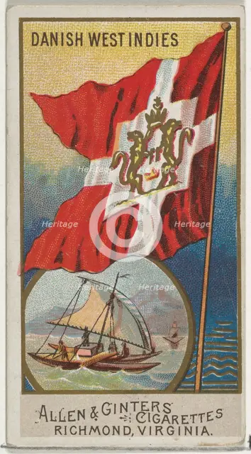 Danish West Indies, from Flags of All Nations, Series 2 (N10) for Allen & Ginter Cigarette..., 1890. Creator: Allen & Ginter.