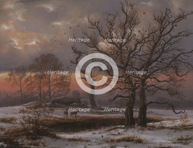 Danish Winter Landscape with Dolmen, 1838. Creator: Johan Christian Dahl.