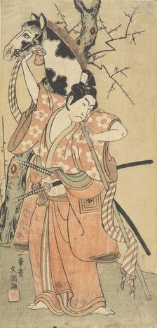 Danjuro as a Youth with a Toy Horse under Plum Blossoms. Creator: Ippitsusai Buncho