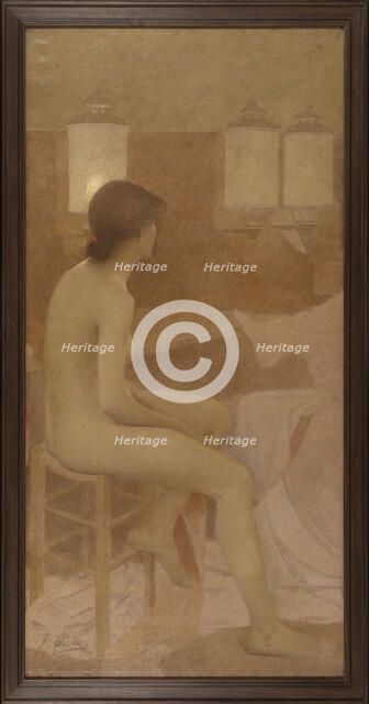 Danseuse dans sa loge, assise profil droit, between 1905 and 1909. Creator: Fernand Pelez.