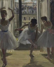 Danseuses dans une salle d'exercice (Trois Danseuses) , 1873. Creator: Degas, Edgar (1834-1917)
