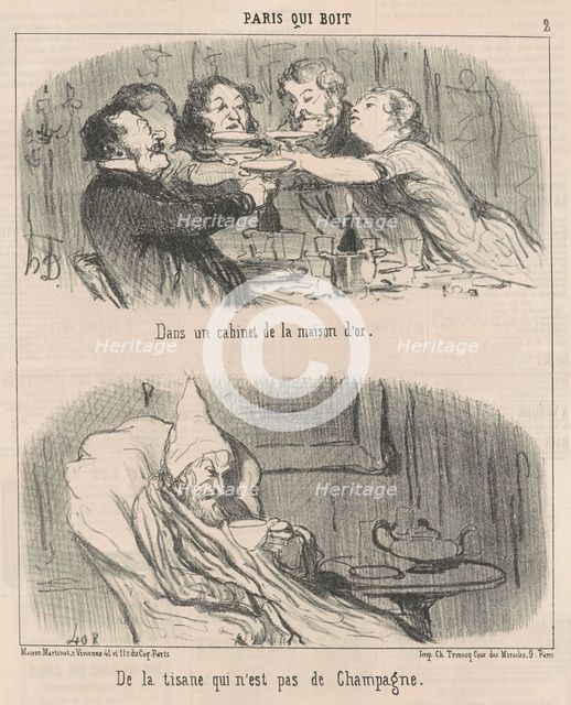 Dans un cabinet de la maison d'or, 19th century. Creator: Honore Daumier.