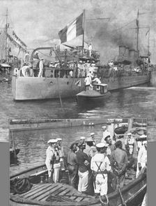 Dans L'Adriatique; le "Bisson" rentre a brindisi, apres avoir coule le sous-marin..., 1915 (1924). Creator: Unknown