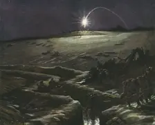 'Dans La Tranchee; Tranchees de Noulette, la fusee eclairante 1915. Creator: G Michel