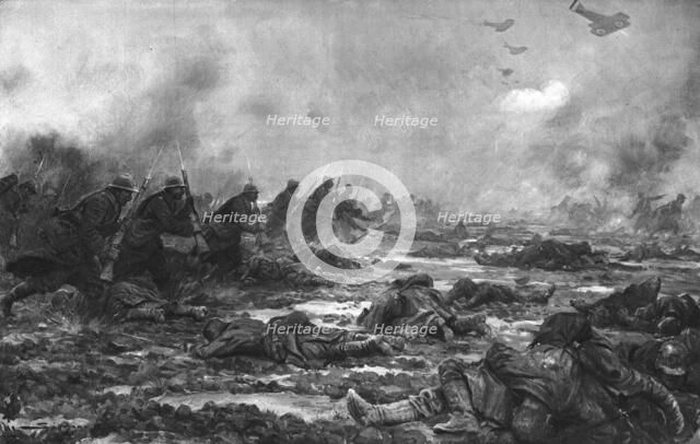 'Dans la Bataille; Une contre-attaque francaise: l'assaillant momentanement arrete..., 1918. Creator: J Simont.